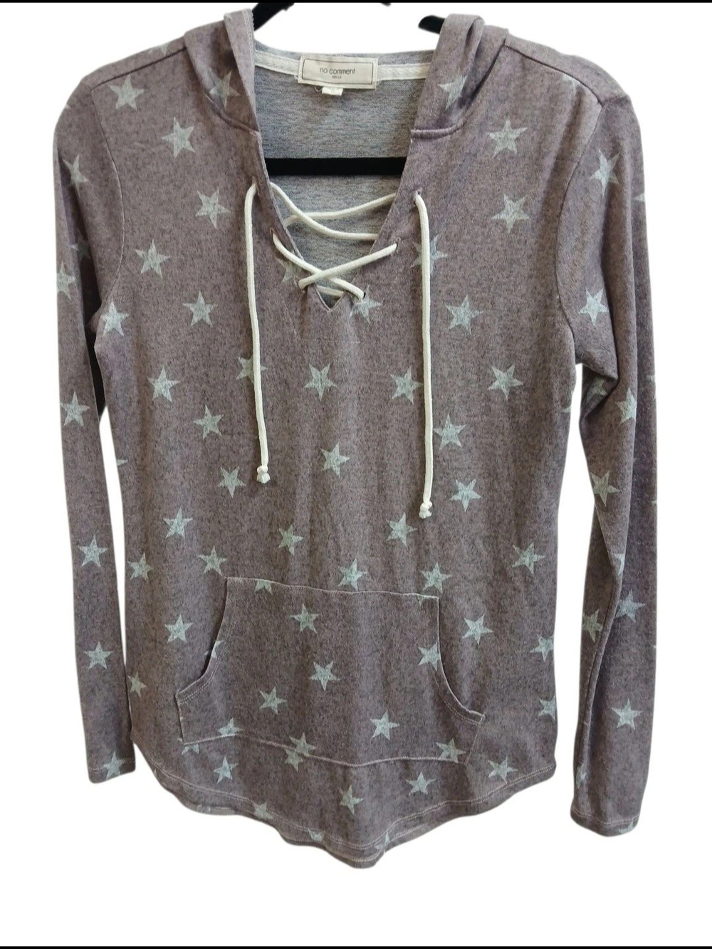 No Comment Mauve Star Lace-Up Hoodie #140